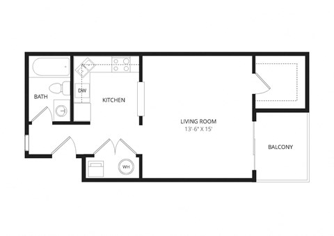 Floor plan for studio, 1 bath, 426 sqft